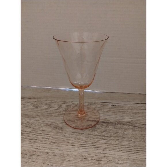 Tiffin Glass Company Diamond Optic Pink Wine Glass 6.5" Depression Era Stemware - Picture 2 of 3